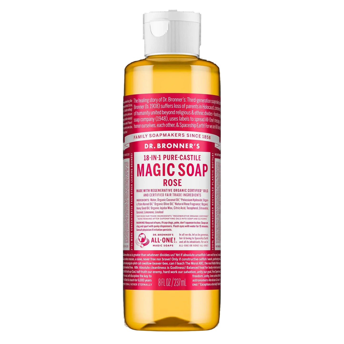 Dr. Bronner Pure-Castile Liquid Soap 8 oz - Rose